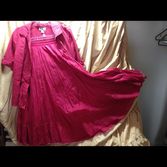 Bright Raspberry Crinkled Skirt