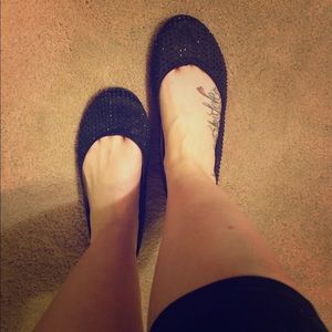 Rhinestone Sparkle Black Flats 7