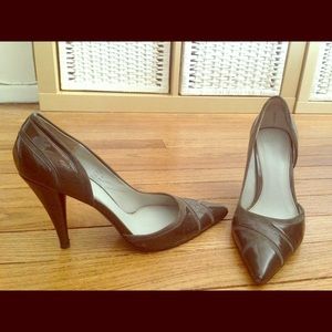 Calvin Klein gray suede heels