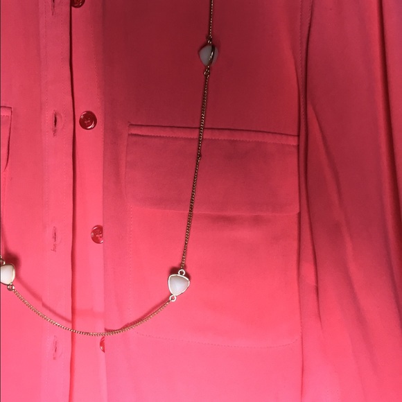 Nordstrom Size S Coral button down silk blouse - Picture 4 of 4