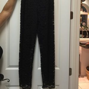 Black lace and sequined evening pants