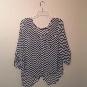 Chevron Buttoned Blouse