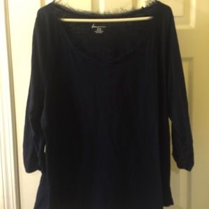 Navy blue 3/4 sleeve Lane Bryant top.