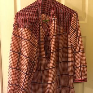 Navy and red button/snap up blouse