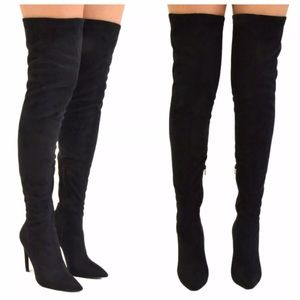 Thigh high faux suede boots