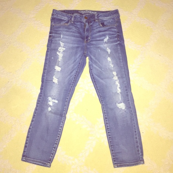 AE size 12 light wash destressed jeans