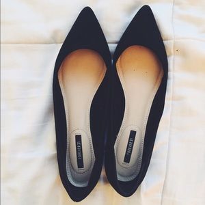 Faux Suede Pointed Toe Flats