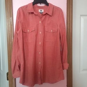 Pink/Coral Button Up Shirt Chambray
