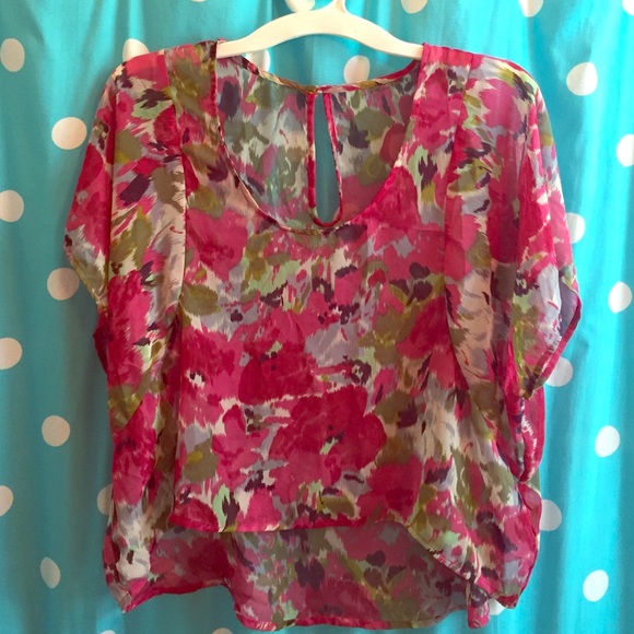 Pink floral hi-low top