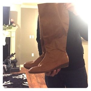 Brown small-wedge boots in WIDE calf! Super cute!