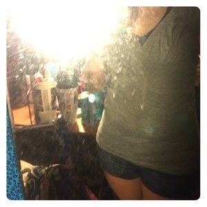 Hollister shirt and American eagle denim shorts