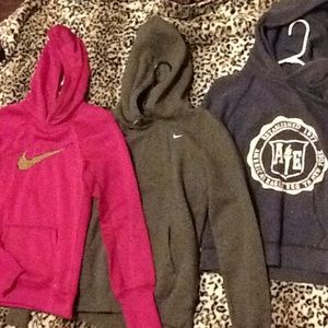 3 nike and american eagle hoodies