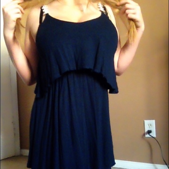 NAVY BLUE LAYERED DAISY DRESS 🌸💙