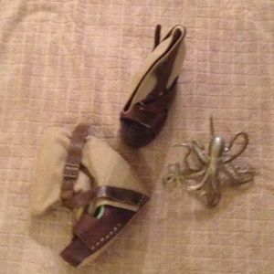 Wedge peep toe booties