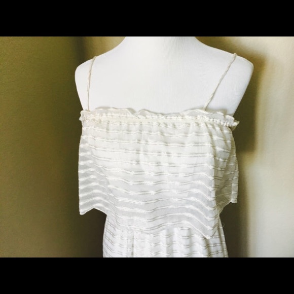 Off white and gold lame tiered wedding boho dress