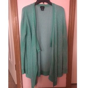 Turquoise White Print Light Cardigan