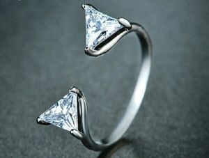 Double Triangle ring CZ Diamond
