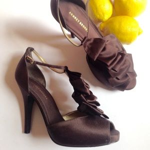 Chocolate Audrey Brooke Satin Heels