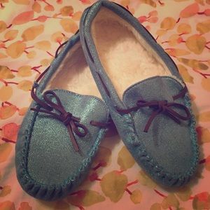 Sparkly Blue Slipper Moccasins