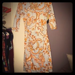 J. McLaughlin Blue/Orange Summer Spandex dress