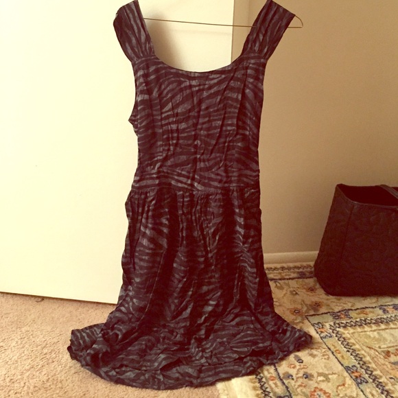 Dark green and black print dress.