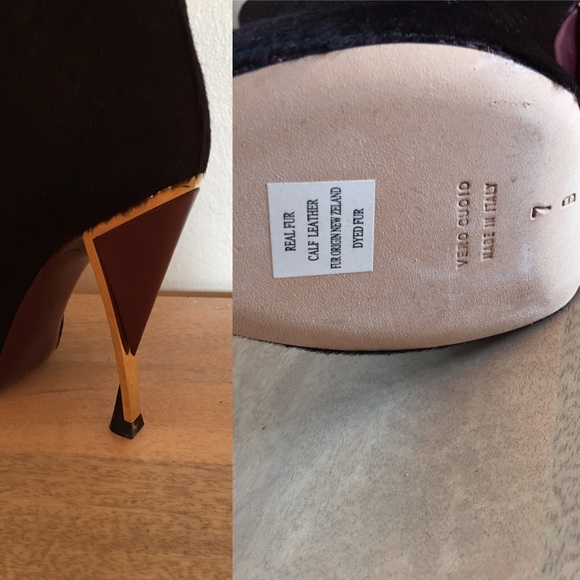 DVF Lis calf hair burgundy booties metal heels - Picture 4 of 4