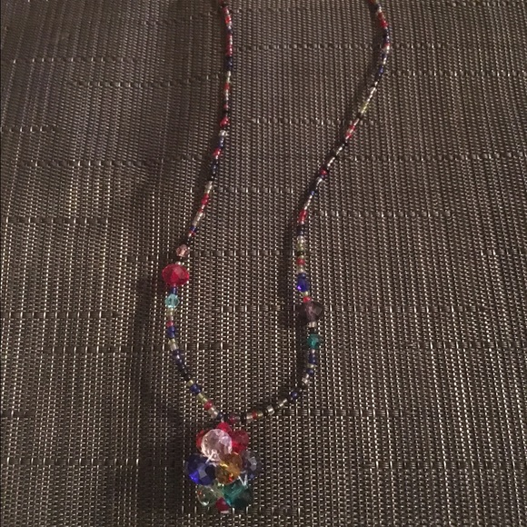Multi color glass seed bead necklace