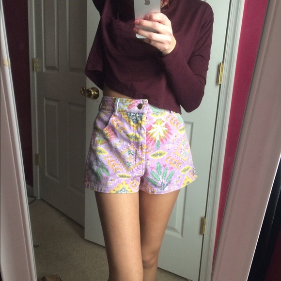 SALE💋! Lavender Tropical Print High Waited Shorts