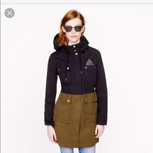 JCREW wax cotton jacket with hood, small