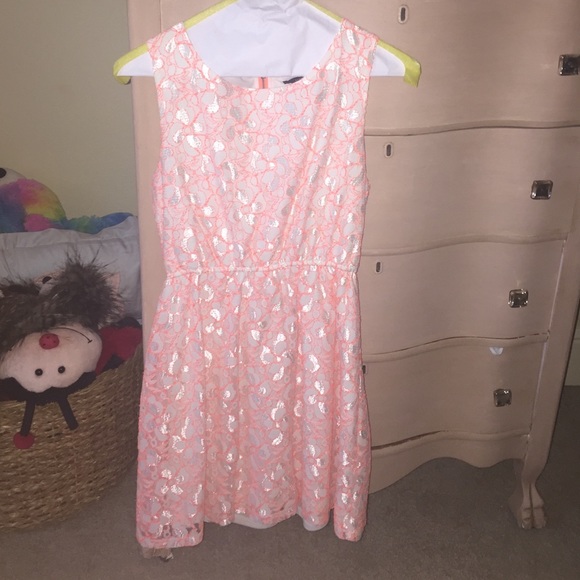 White and Pink Lace Dress