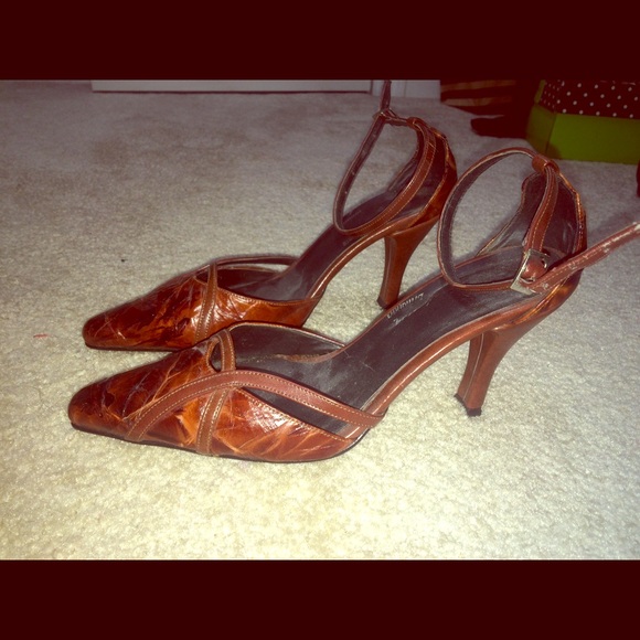 Brown leather heels