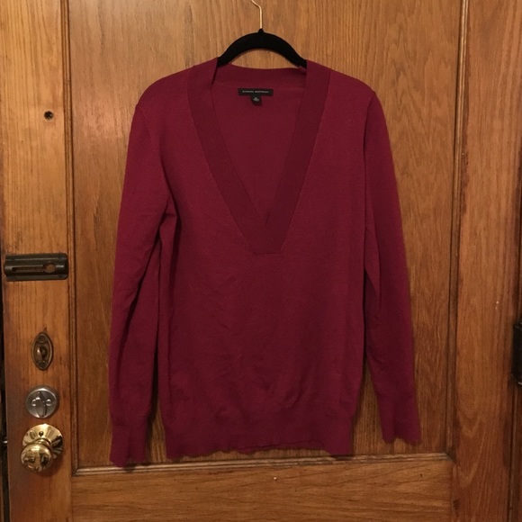 Deep v-neck burgundy sweater