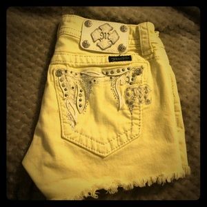 Super cute yellow miss me shorts.