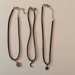 Grunge Choker Necklaces: Sun, Moon, and Star