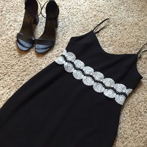 MIDI length fitted dress with lace cut out