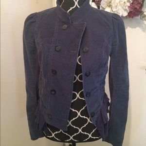 Free People Military Jacket Ruffle Corduroy