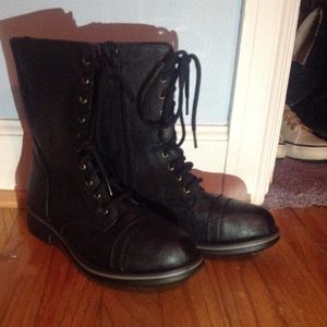 black combat boots