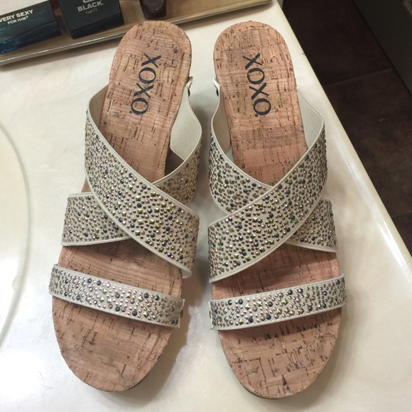 XOXO Belicia Studs Slide Sandal with Bling 8.5