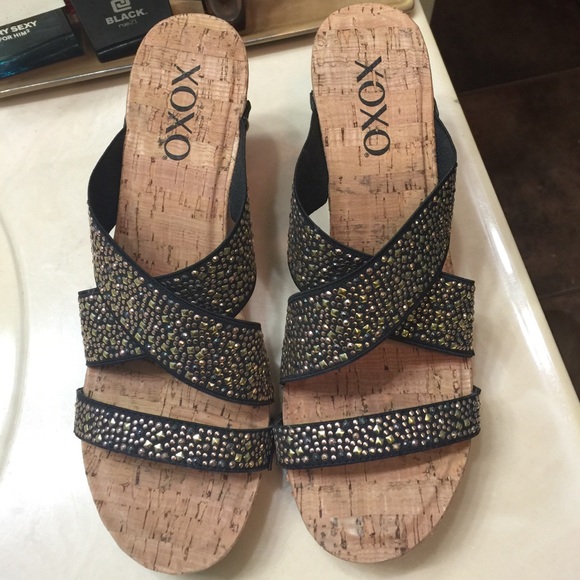 XOXO Belicia Studs Slide Sandal with Bling 8.5