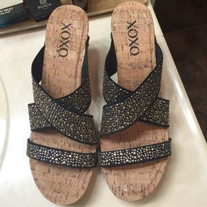 XOXO Belicia Studs Slide Sandal with Bling 8.5