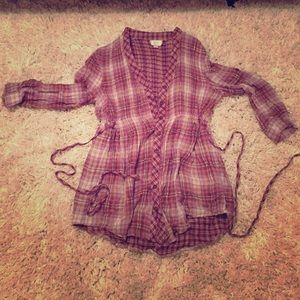 Eci plaid tunic shirt size 8 maternity small