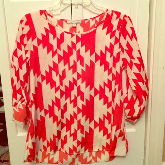 Orange and white 3 quarter length shirt