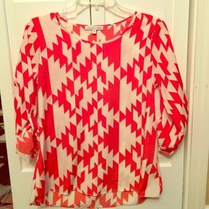 Orange and white 3 quarter length shirt