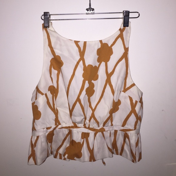 Anthropologie Tops - Anthropologie Cropped Cotton open back blouse