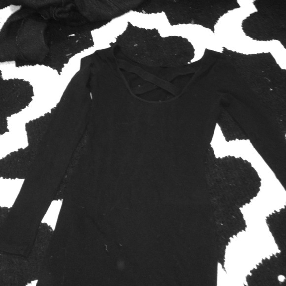 Forever 21 bodycon black dress with cross back