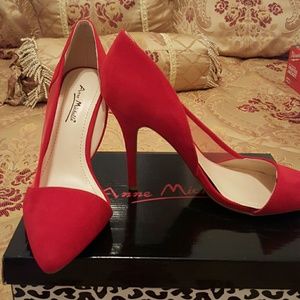 Sexy Red Suede Pumps with Mesh, size 8, new!