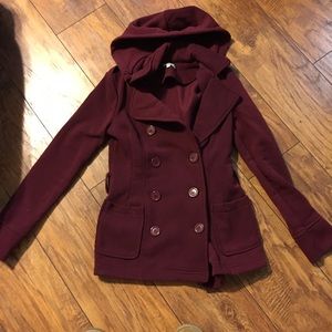 Maroon pea coat