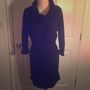 Rib Knit sweater dress in all black!