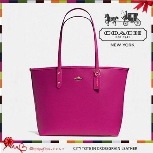 Coach Handbags - SALE! 🎁 🆕 Coach Leather City Tote in Cranberry