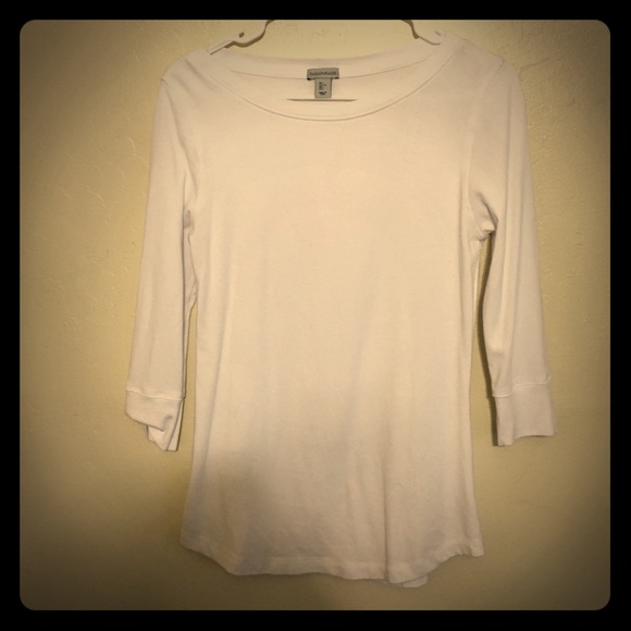 Boat neck 3/4 sleeve fitted t shirt